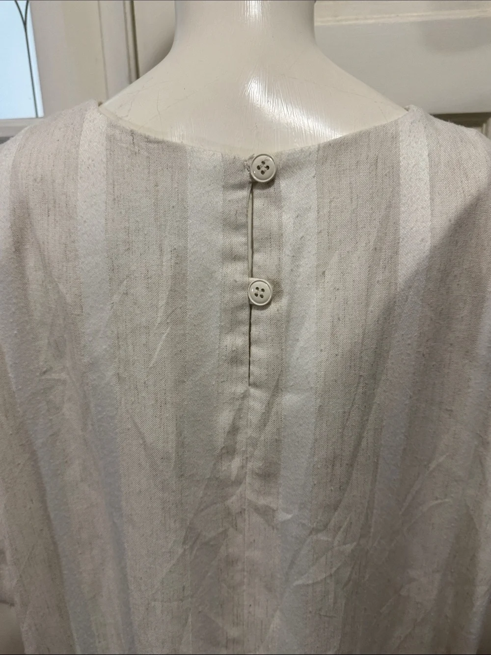 SCHRADER II Vintage white/cream Striped Midi Dress 80s Cotton Button Down Sz 18W
